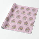 Roze en zilveren Cupcakes Polka Dot Cadeaupapier<br><div class="desc">Deze  roze en zilvercupcakes kunnen worden gebruikt voor verjaardagen,  baby shower of bruiloften.</div>