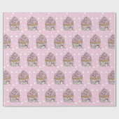 Roze en zilveren Cupcakes Stippen Cadeaupapier (Vlak)