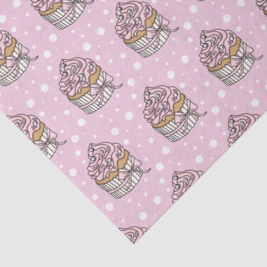 Roze en Zilveren Cupcakes Stippenpatroon   Tissuepapier (Detail)
