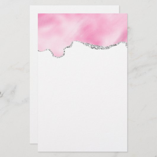 Roze en zilveren faux Glitter Border Stijlvol (Voorkant / Achterkant)