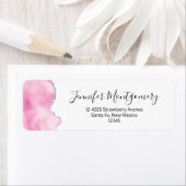 Roze en zilveren faux Glitter Border Stijlvol Etiket (Insitu)