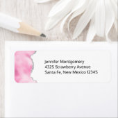 Roze en zilveren faux Glitter Border Stijlvol Etiket (Insitu)