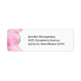 Roze en zilveren faux Glitter Border Stijlvol Etiket