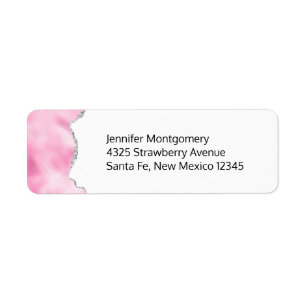 Roze en zilveren faux Glitter Border Stijlvol Etiket