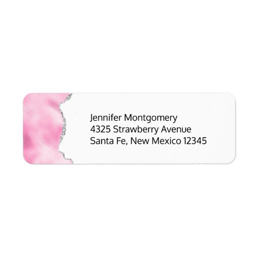 Roze en zilveren faux Glitter Border Stijlvol Etiket (Voorkant)