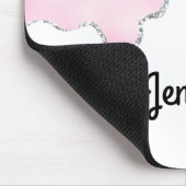 Roze en zilveren faux Glitter Border Stijlvol Muismat (Hoek)