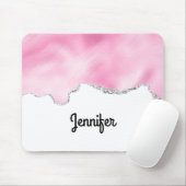 Roze en zilveren faux Glitter Border Stijlvol Muismat (Met muis)