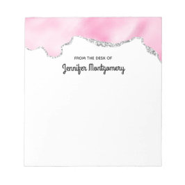Roze en zilveren faux Glitter Border Stijlvol Notitieblok