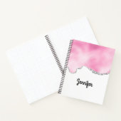 Roze en zilveren faux Glitter Border Stijlvol Notitieboek (Binnen)