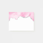 Roze en zilveren faux Glitter Border Stijlvol Post-it® Notes (Voorkant)