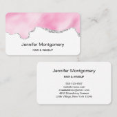 Roze en zilveren faux Glitter Border Stijlvol Visitekaartje (Voorkant / Achterkant)