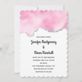 Roze en zilveren faux Glitter Border Stylish Weddi Kaart (Voorkant)