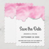 Roze en zilveren faux Glitter Border Stylish Weddi Save The Date (Voorkant / Achterkant)