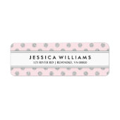 Roze en zilveren Faux Glitter-Stippen op maat Etiket (Voorkant)