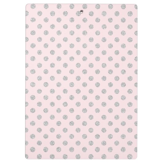 Roze en zilveren Faux Glitter-Stippen op maat Klembord (Achterkant)