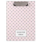 Roze en zilveren Faux Glitter-Stippen op maat Klembord (Voorkant)