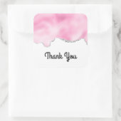 Roze en zilveren faux stijlvolDankuwel Vierkante Sticker (Tas)