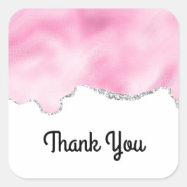 Roze en zilveren faux stijlvolDankuwel Vierkante Sticker