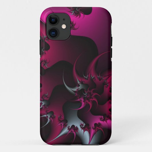 roze en zilveren fractale telefoonbehuizing Case-Mate iPhone case (Achterkant)