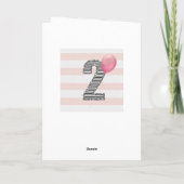 Roze en Zilveren Glitter 2e Verjaardag Meisje Kaart (Achterkant)