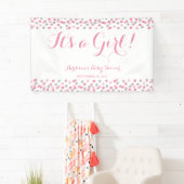 Roze en Zilveren Glitter Baby shower Banner Groot (Insitu)