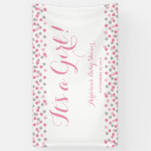 Roze en Zilveren Glitter Baby shower Banner Groot (Verticaal)