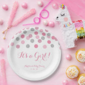 Roze en Zilveren Glitter Baby shower Papieren Bord (Feest)