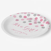 Roze en Zilveren Glitter Baby shower Papieren Bord (Gekanteld)