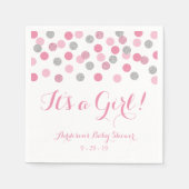 Roze en Zilveren Glitter Baby showers servetten (Voorkant)