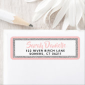 Roze en Zilveren Glitter Bat Mitzvah Adreslabel Etiket (Insitu)