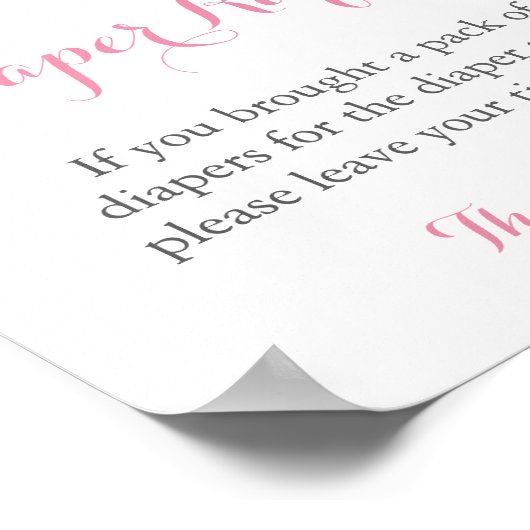 Roze en zilveren glitter diaper Raffle Display Sig Poster (Hoek)