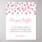 Roze en zilveren glitter diaper Raffle Display Sig Poster (Voorkant)