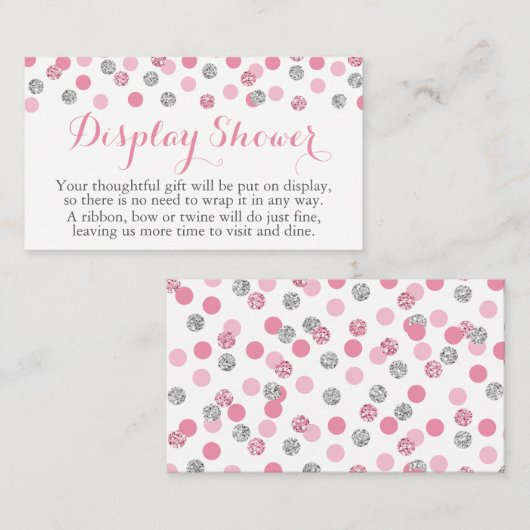 Roze en Zilveren Glitter Display Douche Inzetstuk  Informatiekaartje (Voorkant / Achterkant)