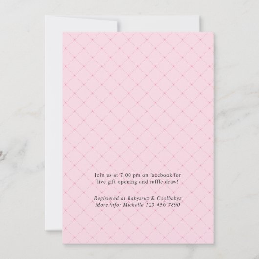 Roze en zilveren glitter Floral drive by Shower Kaart (Achterkant)