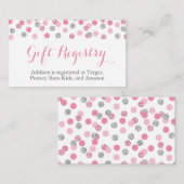 Roze en Zilveren Glitter Gift Registry Insert Kaar Informatiekaartje (Voorkant / Achterkant)