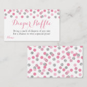Roze en Zilveren Glitter Luier Raffle Ticket Kaart (Voorkant / Achterkant)