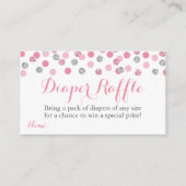 Roze en Zilveren Glitter Luier Raffle Ticket Kaart (Voorkant)