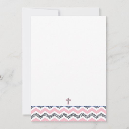 Roze en Zilveren Glitter Meisje Doop Doop Doop Kaart (Achterkant)