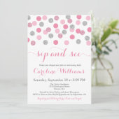 Roze en Zilveren Glitter Sip en Bekijk uitnodiging (Staand voorkant)