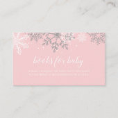 Roze en zilveren glitter Snowflake Books voor baby Informatiekaartje (Voorkant)