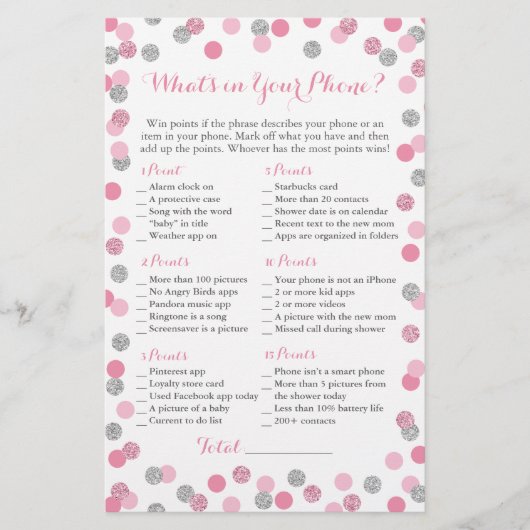 Roze en Zilveren Glitter wat in Uw Spel van de Tel (Voorkant)