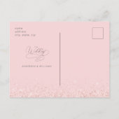 Roze en zilveren glitter Weddenschap Sparen de Dat Aankondigingskaart (Achterkant)