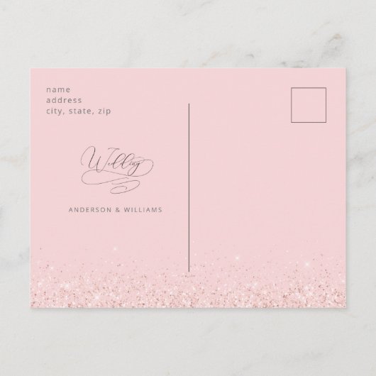 Roze en zilveren glitter Weddenschap Sparen de Dat Aankondigingskaart (Achterkant)