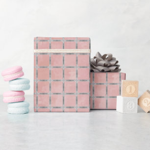 Roze en Zilveren Grijs Lattice Cadeaupapier
