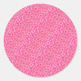 Roze en zilveren harten ronde sticker
