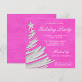 Roze en zilveren kerstboomfeestdag kaart (Voorkant / Achterkant)