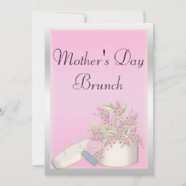 Roze en zilveren Moederdag brunch Kaart