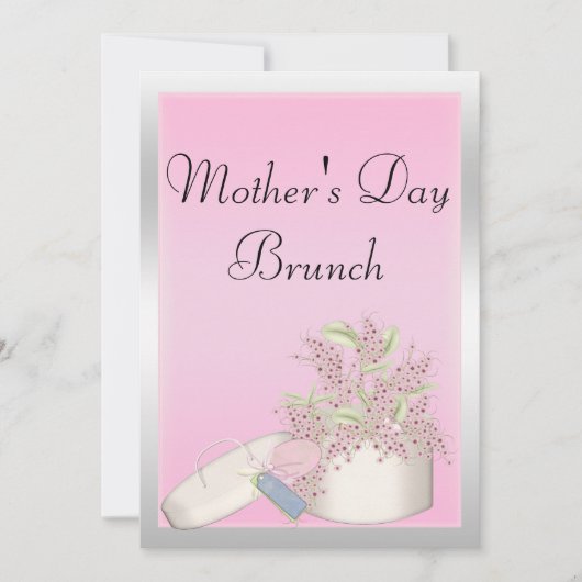Roze en zilveren Moederdag brunch Kaart (Voorkant)