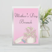 Roze en zilveren Moederdag brunch Kaart (Staand voorkant)