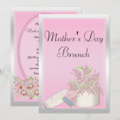 Roze en zilveren Moederdag brunch Kaart (Voorkant / Achterkant)